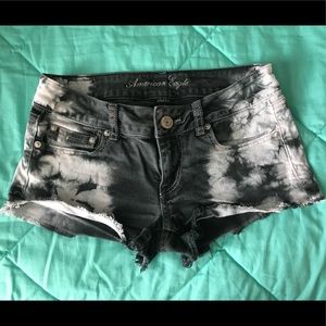 White and Black Tie-dye AMERICAN EAGLE Jean Shorts